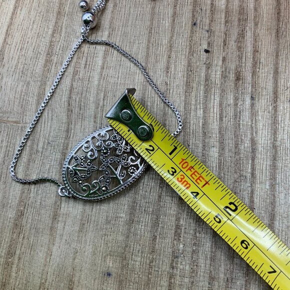 IBB CN Marcasite Floral Silver Tone Adjustable Slide Bracelet - Picture 6 of 6